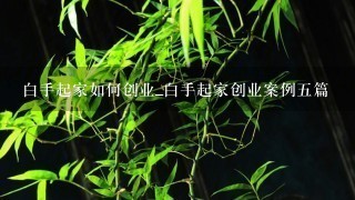 白手起家如何创业_白手起家创业案例5篇