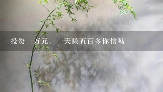 投资1万元，1天赚5百多你信吗